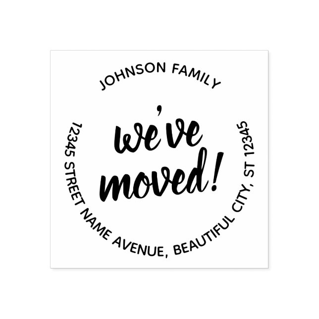 Modern Chic Black Script We've Moved New Address Rubber Stamp (Imprint)
