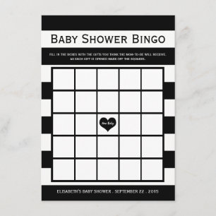 Modern Chic Black & White Baby Shower Bingo Invitation