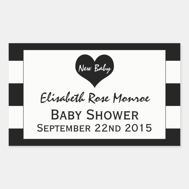 Modern Chic Black & White Baby Shower Sticker (Front)