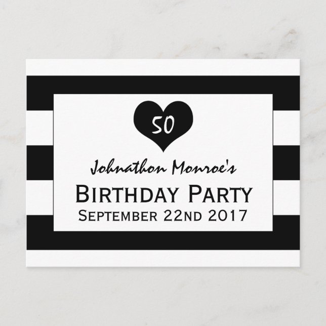 Modern Chic Black & White Birthday Invitation (Front)