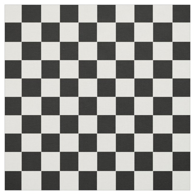Modern Chic Black White Checkered Checks Pattern Fabric (Swatch)