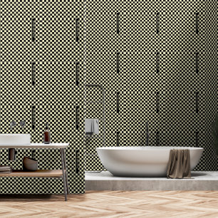 Modern Chic Black & White Chequered Geometric Wallpaper
