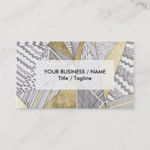 Modern chic black white faux gold geometrical business card