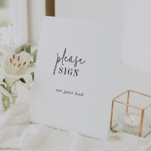 Modern Chic Black White Guest Book Wedding Sign