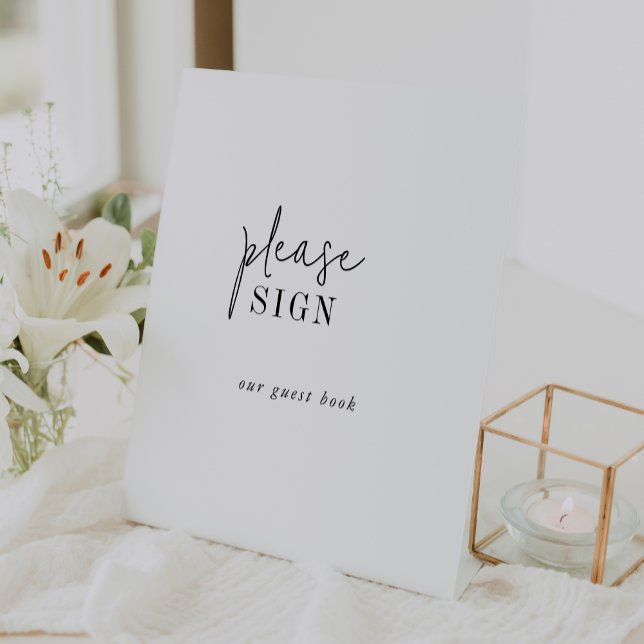Modern Chic Black White Guest Book Wedding Sign (Creator Uploaded)