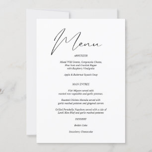 Modern Chic Black & White Menu Invitation