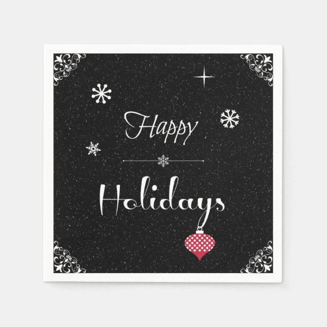 Modern Chic Black White Red Christmas Holiday Napkin (Front)