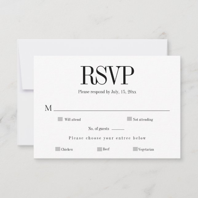 Modern Chic Black & White Response Card (Front)