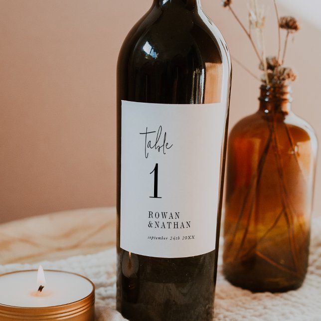 Modern Chic Black White Table Number Wine Labels (Creator Uploaded)