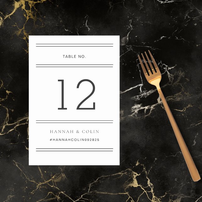 Modern Chic Black & White Typography Table Number (Creator Uploaded)