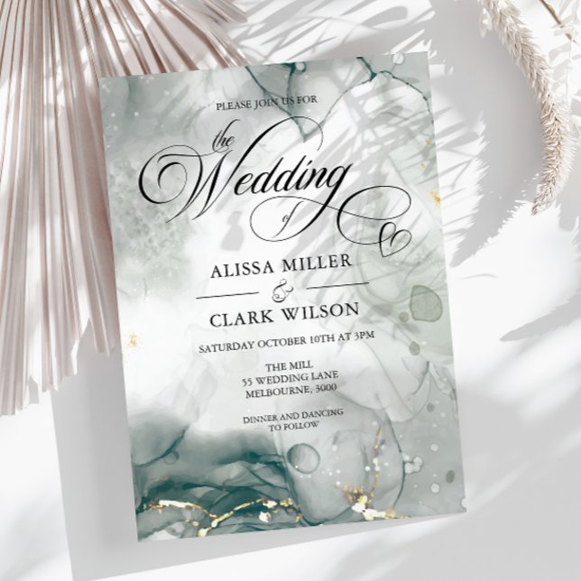Modern Chic Black & White Watercolour Wedding Invi Invitation (Creator Uploaded)