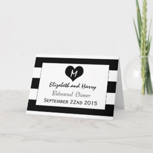 Modern Chic Black & White Wedding Rehearsal Dinner Invitation