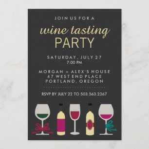 Modern Chic Black Wine Tasting Party Invitation