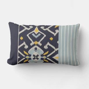 Modern chic black yellow and turquoise ikat pillow