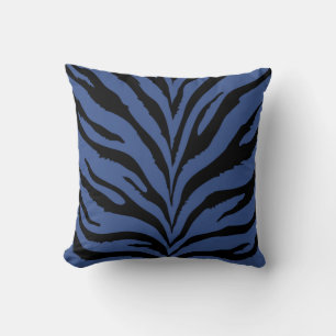 Modern chic blue and black zebra prints pillow