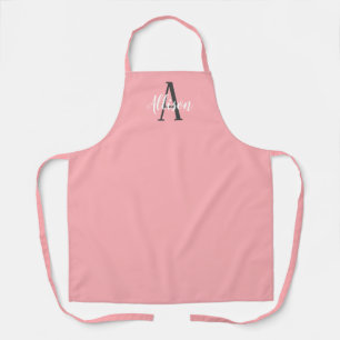 Modern Chic Blush Coral Pink Monogram Personalized Apron