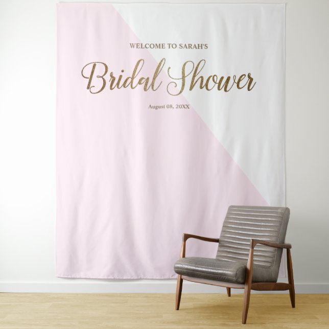 Modern Chic Blush Pink Gold Script Personalized Tapestry (In Situ)