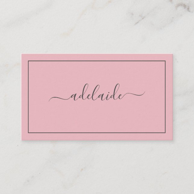 Modern Chic Blush Pink hairstylist script  Business Card (Front)