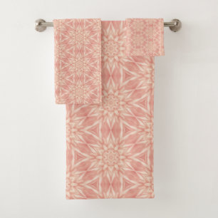 Modern Chic Blush Pink Mandala Style Pattern Bath Towel Set