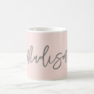 Modern Chic Blush Pink Personalized Name Script Coffee Mug