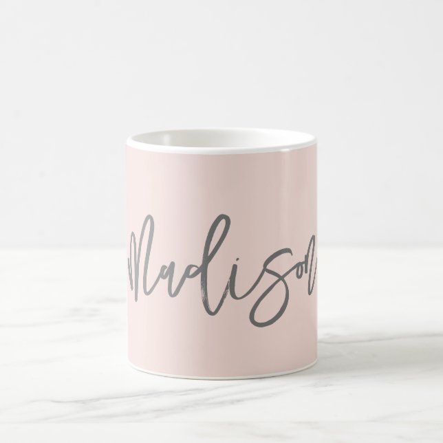 Modern Chic Blush Pink Personalized Name Script Coffee Mug (Center)