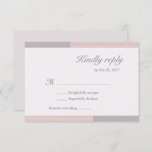 Modern chic blush pink white grey stripes rsvp invitation