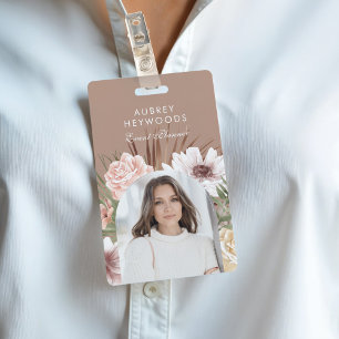 Modern Chic Bohemian Watercolor Florals Photo Arch Badge