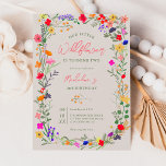 Modern chic boho bright wild flowers 2nd birthday invitation<br><div class="desc">Add a touch of bohemian elegance to your baby milestone,  2nd birthday with our Modern Chic Boho Bright Elegant Colourful wild flowers second birthday Invitation. Featuring pink,  red,  green,  and purple hues botanical flowers inspired by wildflowers and watercolor rustic gardens with subtle greenery and modern boho script typography.</div>