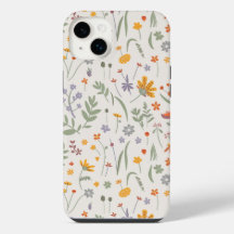 Modern chic boho bright wild flowers iPhone case
