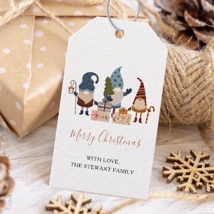 Modern Chic Boho Christmas Gnome Holiday Gift Tags