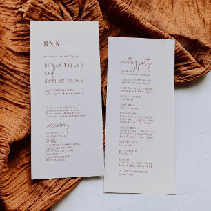 Modern Chic Boho Cream Flat Wedding Program