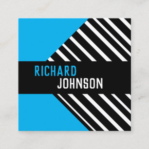 modern chic bold turquoise and black pattern square business card