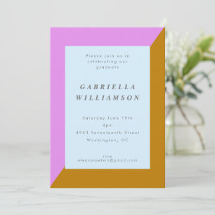 Modern Chic Border Minimal Graduation Party Pink Invitation