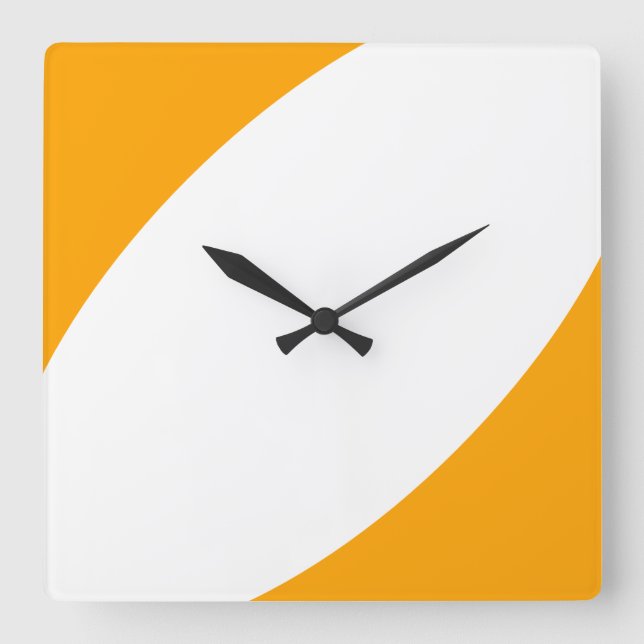 Modern Chic Bright Yellow Orange White Curves Square Wall Clock (Front)