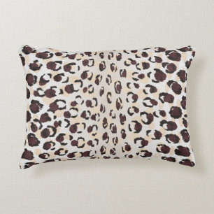 Modern chic brown cheetah print pattern monogram accent pillow