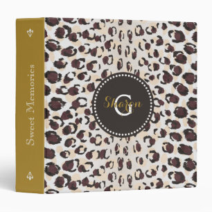 Modern chic brown cheetah print pattern monogram binder