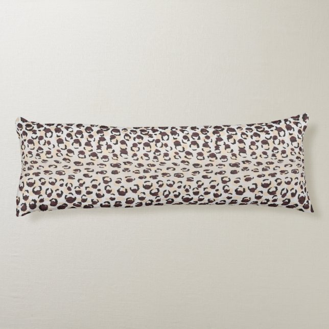 Modern chic brown cheetah print pattern monogram body pillow (Back)