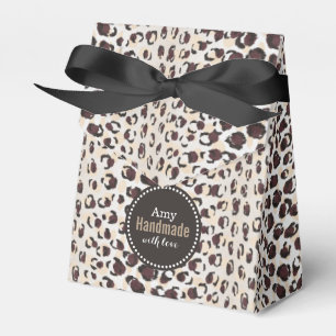 Modern chic brown cheetah print pattern monogram favor box