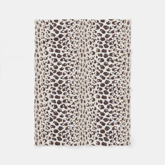 Modern chic brown cheetah print pattern monogram fleece blanket (Front)