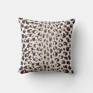 Modern chic brown cheetah print pattern monogram throw pillow