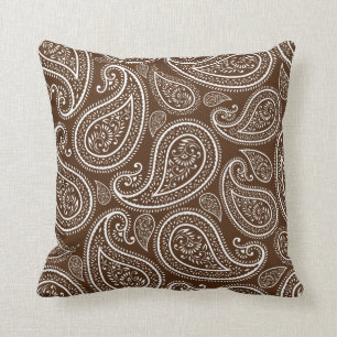 Modern Chic Brown Paisley Throw Pillow
