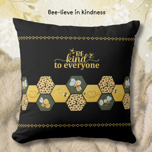 Modern Chic Bumble Bee Sunflower Accent Throw Pillow