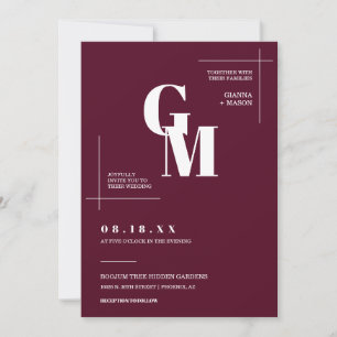 Modern Chic Burgundy Boho Wedding QR Code Photo Invitation
