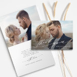 Modern Chic Calligraphy 2 Photo Wedding Folded Thank You Card<br><div class="desc">Simple and modern calligraphy wedding thank you folded photo card.  Perfect for weddings,  birthdays,  graduations,  and other events. For more advanced customization of this design,  please click the BLUE DESIGN TOOL BUTTON.</div>