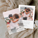 Modern Chic Calligraphy 2 Photo Wedding Thank You Card<br><div class="desc">Simple and modern wedding photo thank you card with an additional photo and custom text on the back. You can use this card for a wedding, bridal shower, engagement, anniversary, or any special event. For more advanced customization of this design, please click the Customize Further link to change the font,...</div>