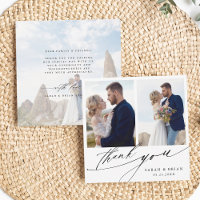 Modern Chic Calligraphy 3 Photo Wedding Square