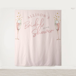 Modern chic calligraphy champagne flutes backdrop tapestry