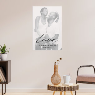 Modern Chic Calligraphy Love Photo Elegant Wedding Poster