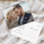 Modern Chic Calligraphy Wedding Photo Thank You  Postcard<br><div class="desc">Elegant and stylish thank you postcard. Perfect for weddings,  birthdays,  graduations,  and other events.  For more advanced customization of this design,  please click the BLUE DESIGN TOOL BUTTON.</div>