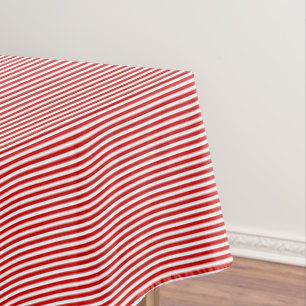 Modern Chic Christmas Red White Stripes Pattern Tablecloth